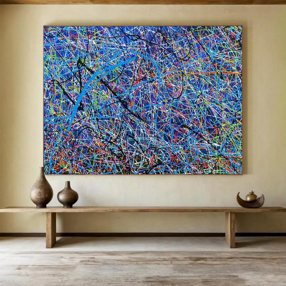 “Colorful Web of Lines” - Abstract Line Art - Painting On Canvas PT1726
