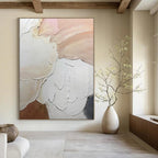 “Textured Neutral Shapes” - Abstract Impasto Painting On Canvas PT1991
