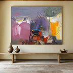 “Colorful Abstract Shapes” - Vivid Color “Vibrant Mosaic” Painting On Canvas PT1622