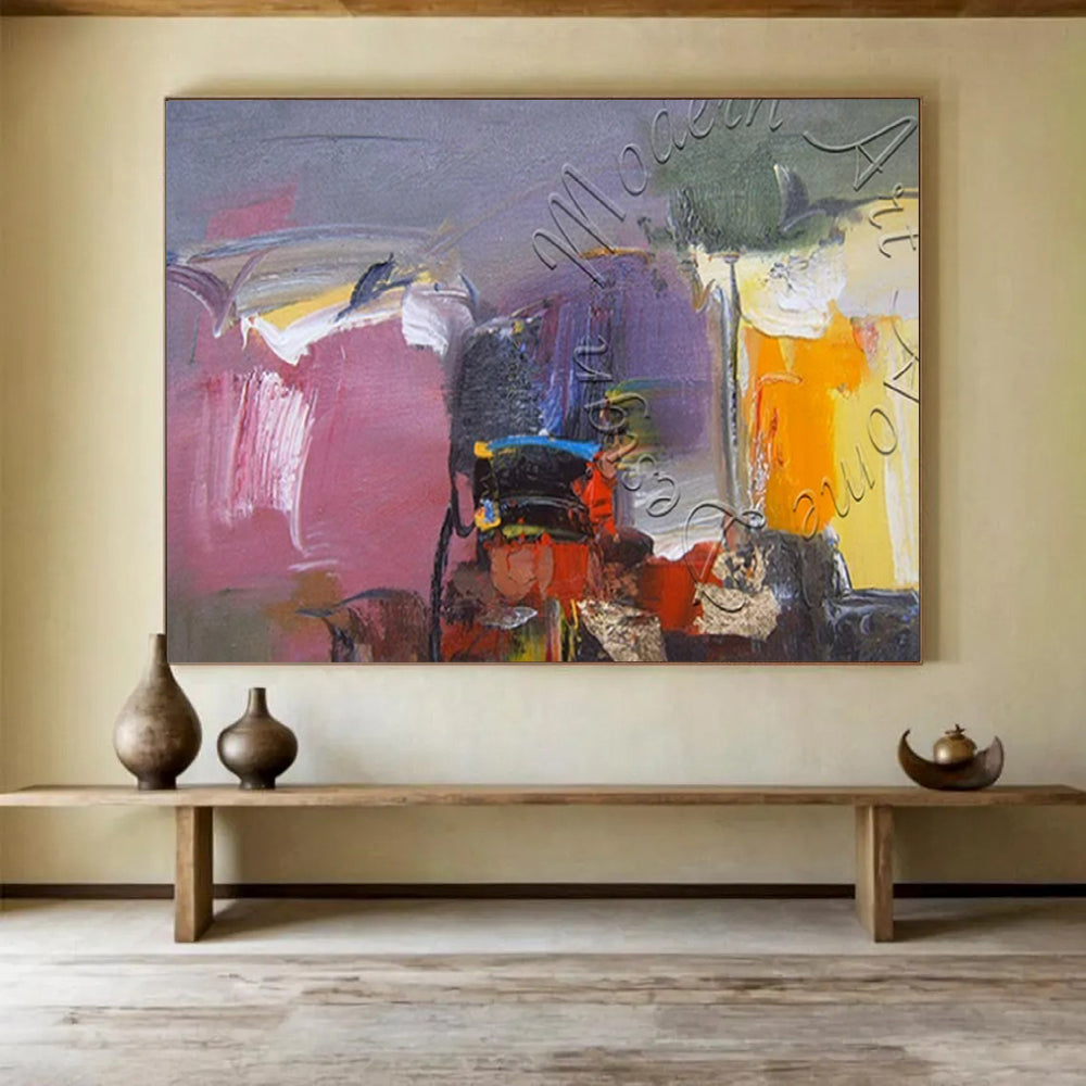 “Colorful Abstract Shapes” - Vivid Color “Vibrant Mosaic” Painting On Canvas PT1622