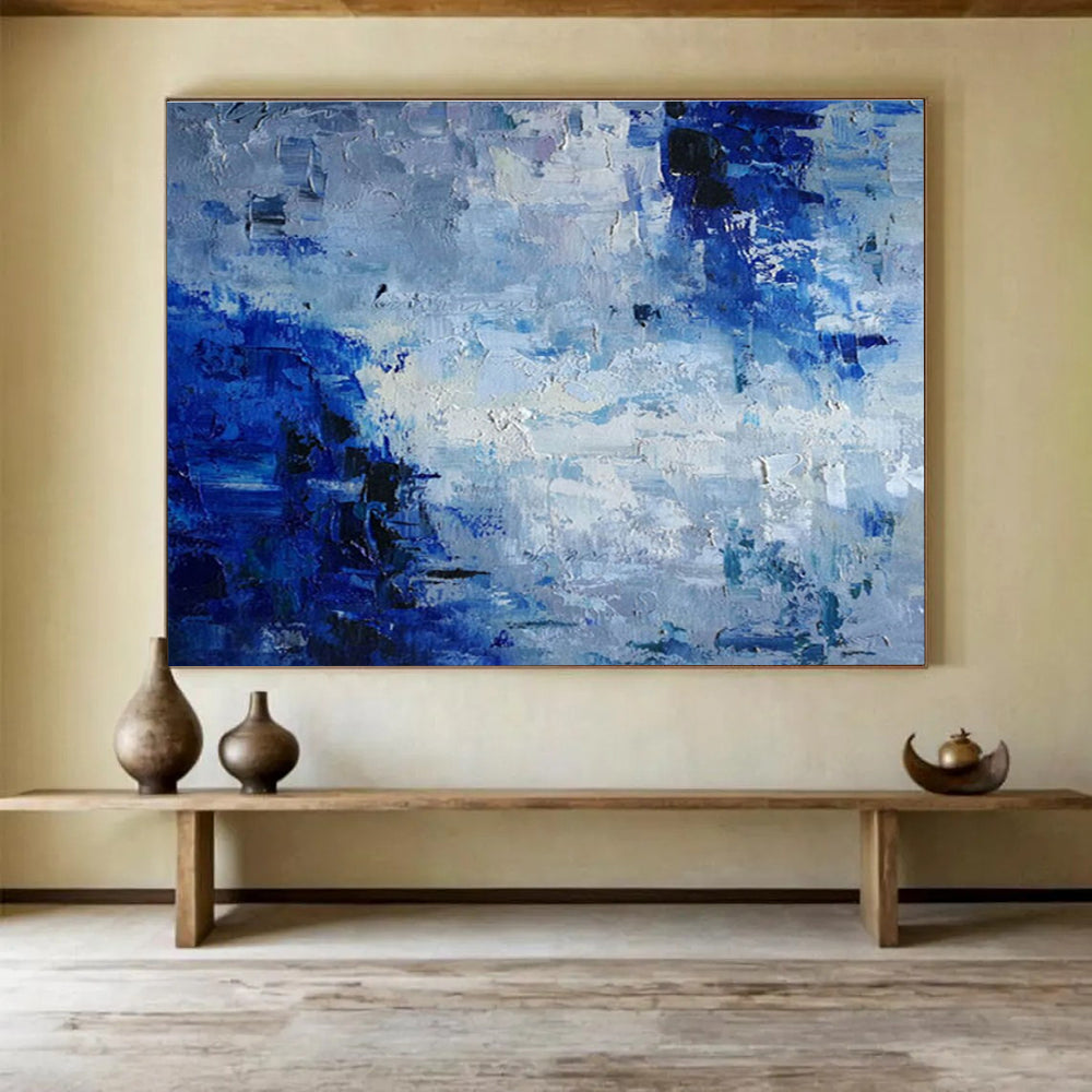 “Blue and Gray Abstract” - Impressionistic Oil Painting On Canvas DKS851