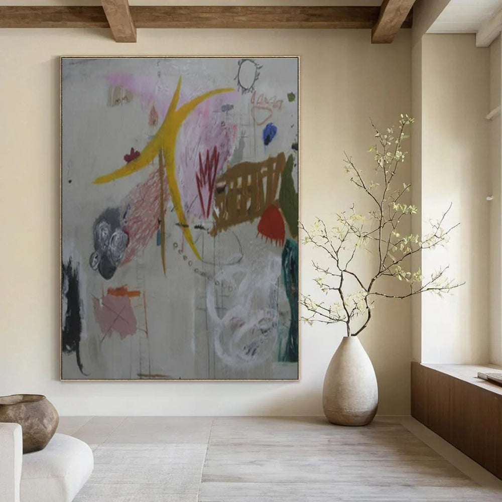 Eclectic Shapes, Colors "Dream Junk Drawer" Abstract Painting On Canvas PS1408