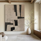 Black and White Geometric, "Structured Simplicity" – Geometric Abstract Painting On Canvas PS0985