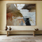 Earth - Toned Abstract Composition Abstract Expressionist Painting On Canvas DKS133