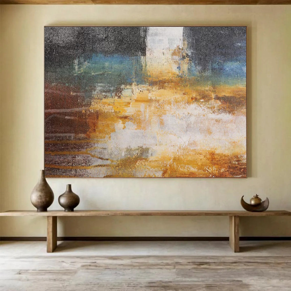 Muted Tones Abstract Landscape Painting On Canvas DKS012