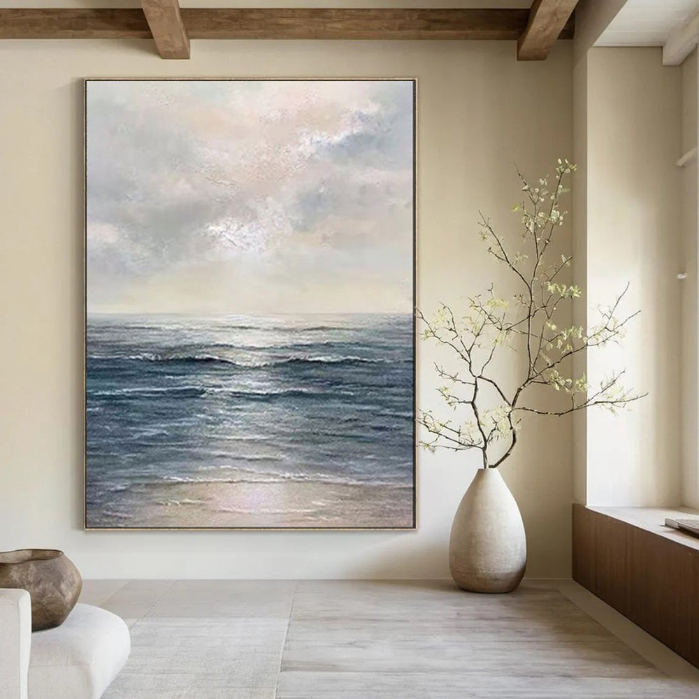 Serene Seaside, Realist Ocean, Oil Painting On Canvas PT2101