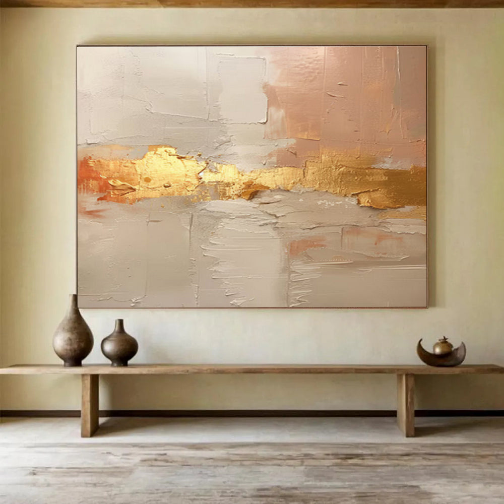 “Blush and Gold Abstract Textures” - Textured Abstract Painting, Fits Bedroom & Dressing Room DKS617