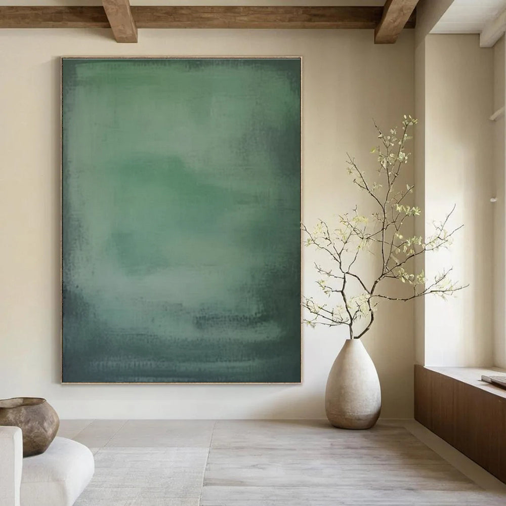 Green, Light Green with Subtle Gradients "Muted Calm" Abstract Painting On Canvas PS1465