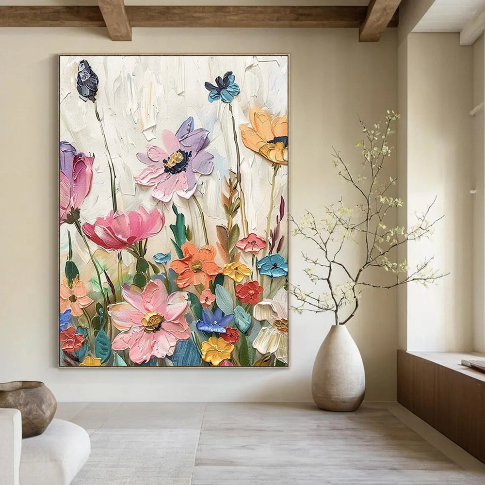 Colorful 3D Flower Field Textured Painting On Canvas DS081
