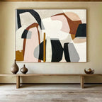 “Neutral Tones Abstract Shapes” - Abstract Painting on Canvas, Ideal for Living Room & Office DKS581