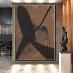 “Earthy Brown - Black Abstract Shapes” - Organic Abstract Painting On Canvas PS0267