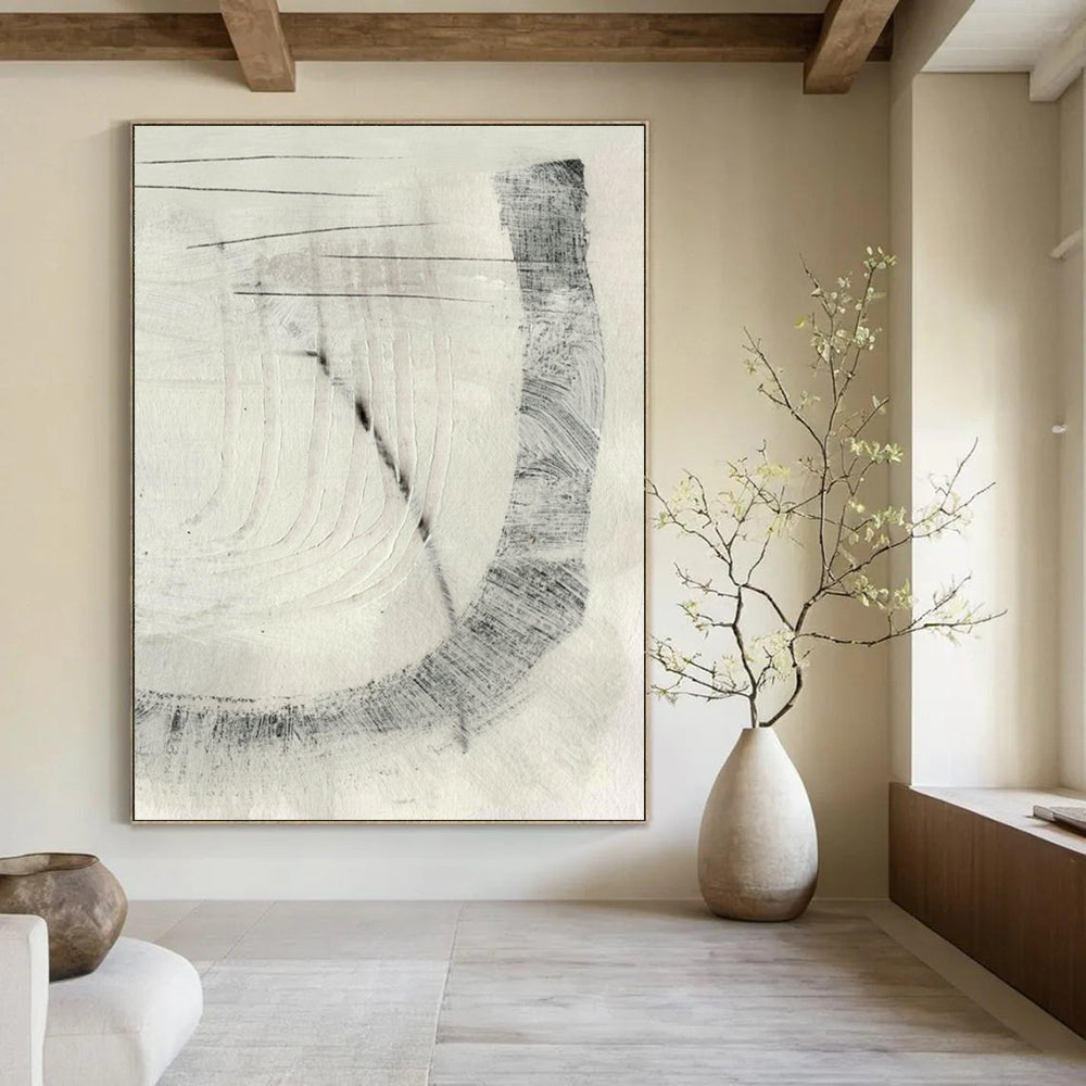 “Gray Scale Imprinted Shapes” - Light & Dark Gray with Intricate Patterns Painting On Canvas DS214