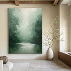 “Misty Green Forest River” - Impressionistic Landscape Painting On Canvas DS024
