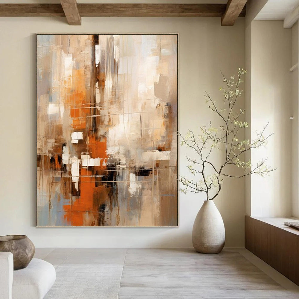 Earthy Tones with Abstract Layers "Earthy Mosaic" Abstract Painting On Canvas PS1258