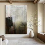 Gray, Brown, Black and White with Muted Transitions "Earthy Evolution" Abstract Painting On Canvas PS1151