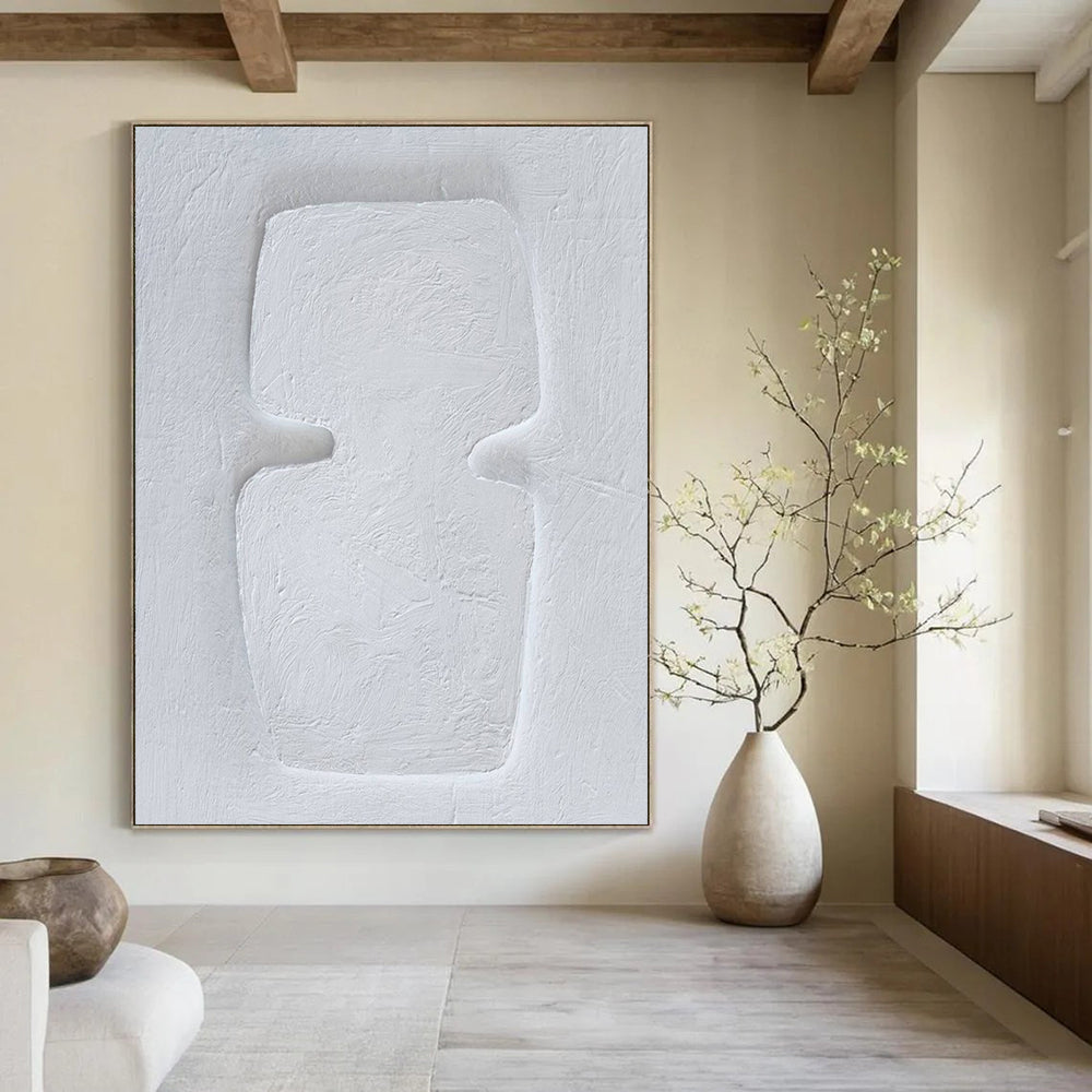 All - White Textured, "Pure Silhouette" – Textured Abstract Painting On Canvas PS0994