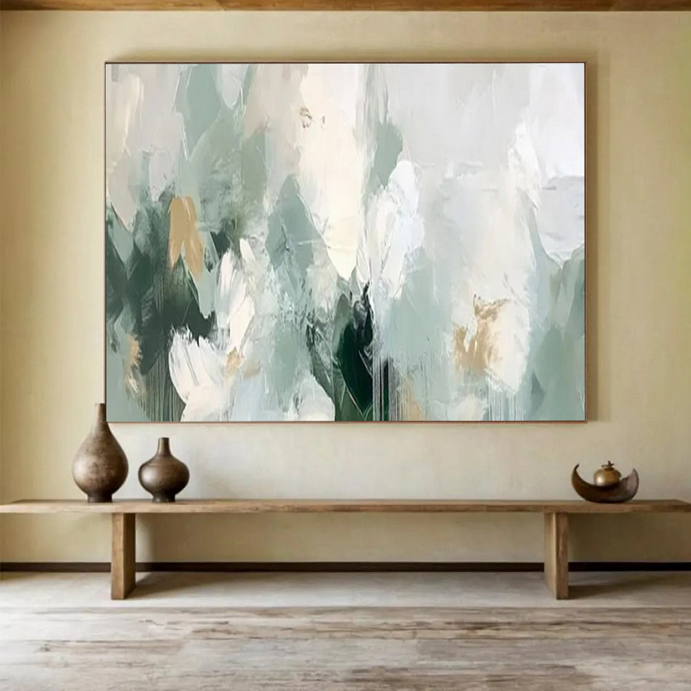 “Soft Greens & Abstract Brushstrokes” - Abstract Landscape - Inspired Painting On Canvas PT1693