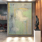 “Grey - Green with Golden Accents Abstract Textures” Painting On Canvas PS0374