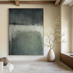 “Grey - Green Abstract Wash” - Minimalist Abstract Painting On Canvas PT1193