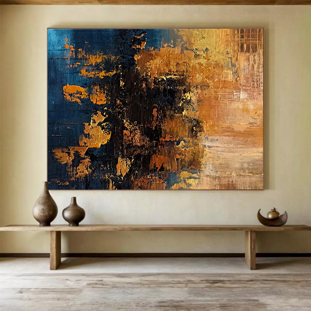 “Pink, Red, and Blue Abstract Sunset” Abstract Painting On Canvas DKS267