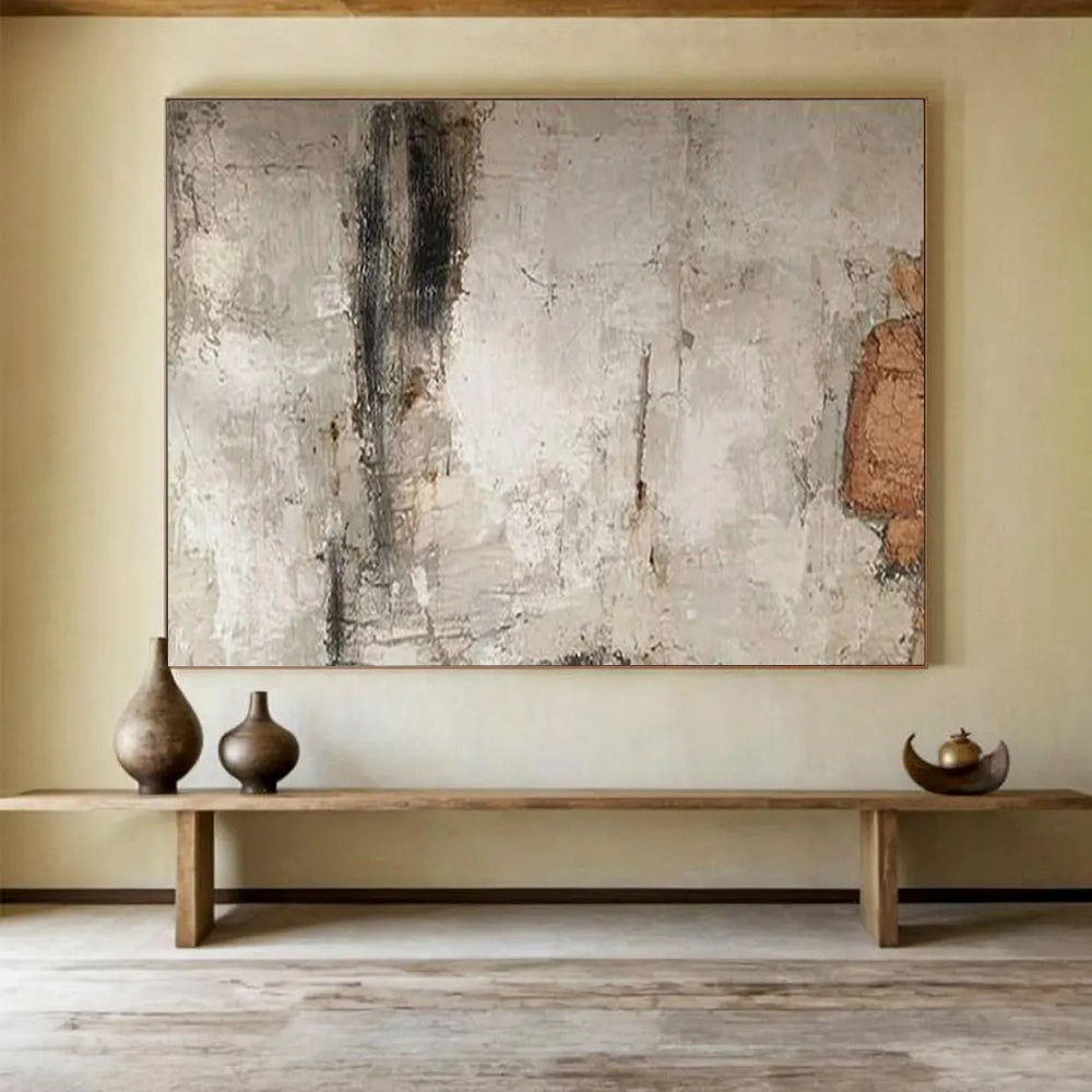 “Gray - Brown Textured Wall” - Neutral Tones “Urban Relic” Painting On Canvas PT1625