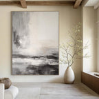 Gray, White, Beige with Textured Strokes "Atmospheric Drift" Abstract Painting On Canvas PS1377