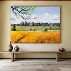 “Sunny Rural Field” - Realistic Landscape Painting On Canvas PT208