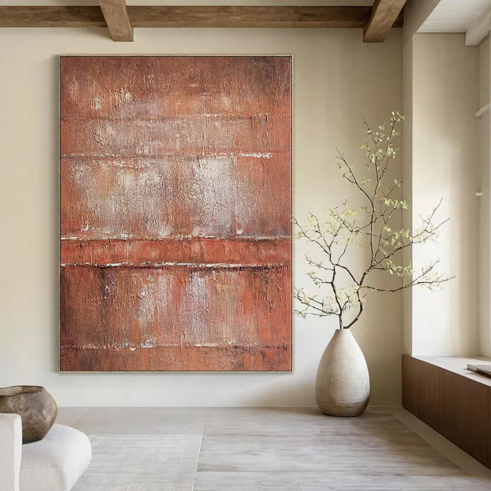 “Rust - Toned Abstract Layers” - Textured Abstract Painting On Canvas PS0214