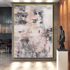 “Muted Pink - Gray Abstract Fusion” - Subtle Abstract Painting On Canvas PS0051