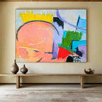“Pastel and Bold Color Mix in Abstract Forms” Abstract Expressionist Painting On Canvas PT1810