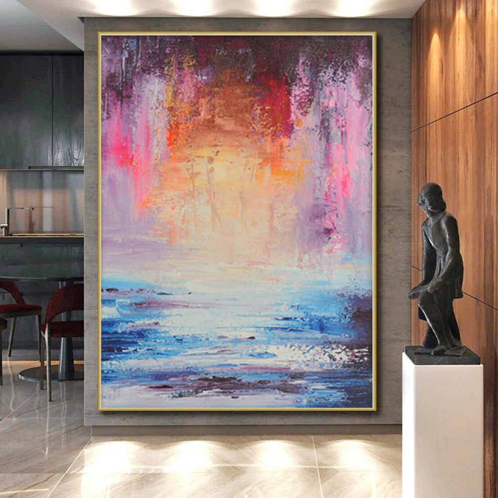 “Colorful Abstract Seaside Sunset” - Abstract Impressionist Painting On Canvas PS0028