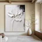 3D White Blossom, Abstract Minimalist, Kelly - Inspired Color Block, Painting On Canvas PT2106
