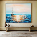 “Sailboat at Sunset” - Classic Coastal Painting On Canvas PT188