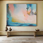 Blue, Pink & Yellow Fluid Abstract Painting On Canvas DKS021