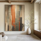 Tall Orange - Gray Abstract Columns Painting On Canvas DS113