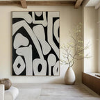 Black and White Organic, "Fluid Shapes" – Organic Abstract Painting On Canvas PS0989