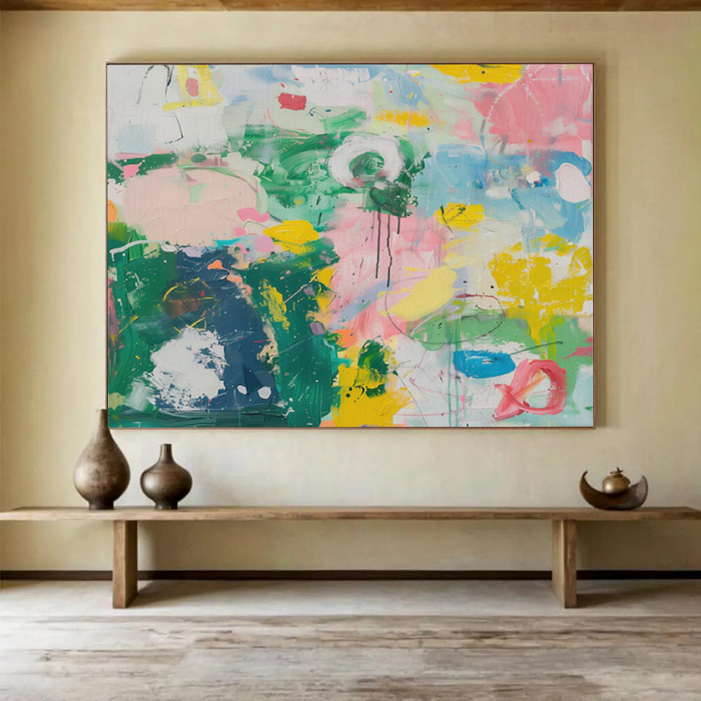 “Playful Colors & Spontaneous Drips” - Abstract Action - Inspired Painting On Canvas PT1683