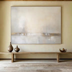 Subtle Beige and Gray Horizon - Minimalist Landscape Painting On Canvas DKS331