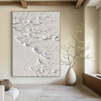 White with Textured Cracks "Cracked Serenity" Abstract Painting On Canvas PS1287