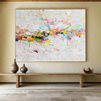 “Colorful Confetti Burst in Pinks, Blues & Yellows” - Abstract Impasto Painting On Canvas PT044
