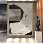 “Grayscale Collage - like Abstraction” - Black, White, Gray Abstract Collage - style Painting On Canvas PS0558