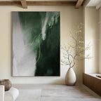 “Green - Grey Abstract with Gold Line” - Minimalist Abstract Painting On Canvas PT1209