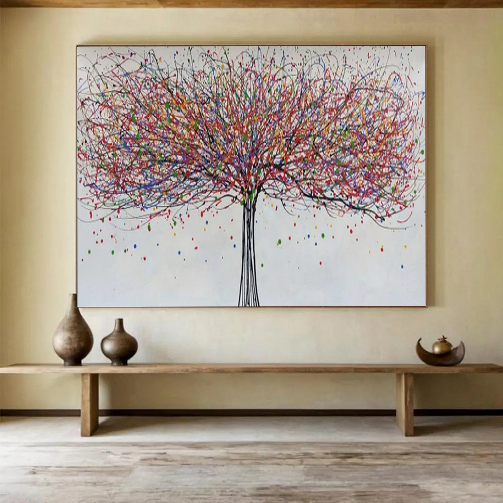 “Colorful Drizzle Tree” - Abstract Nature - Painting On Canvas PT1727