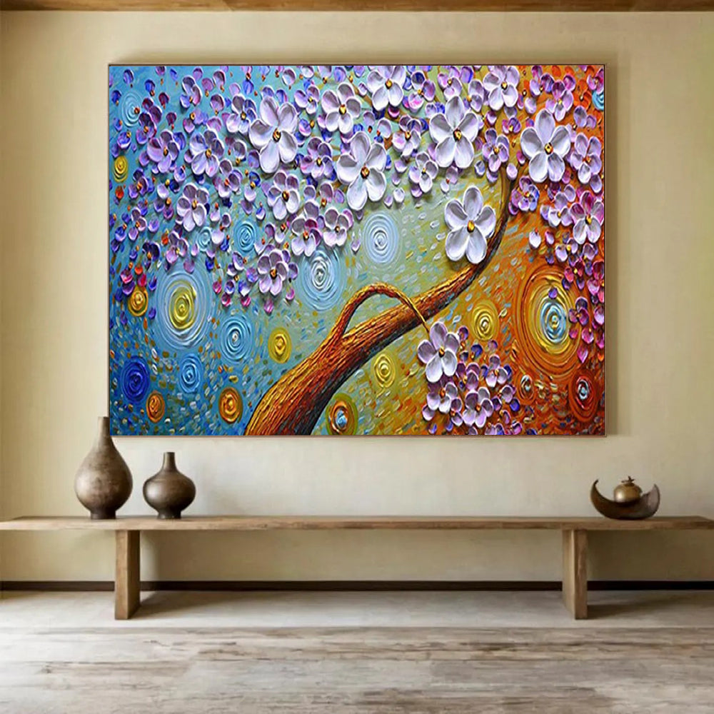 “Van Gogh - Inspired Blossom Tree” - Textured Floral Painting On Canvas PT217