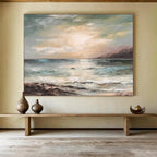 “Muted - Tone Seaside Sunset” - Soft - Hues Painting On Canvas PT1546