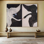 Black and White Swans in Symmetry Animal Painting On Canvas DKS125