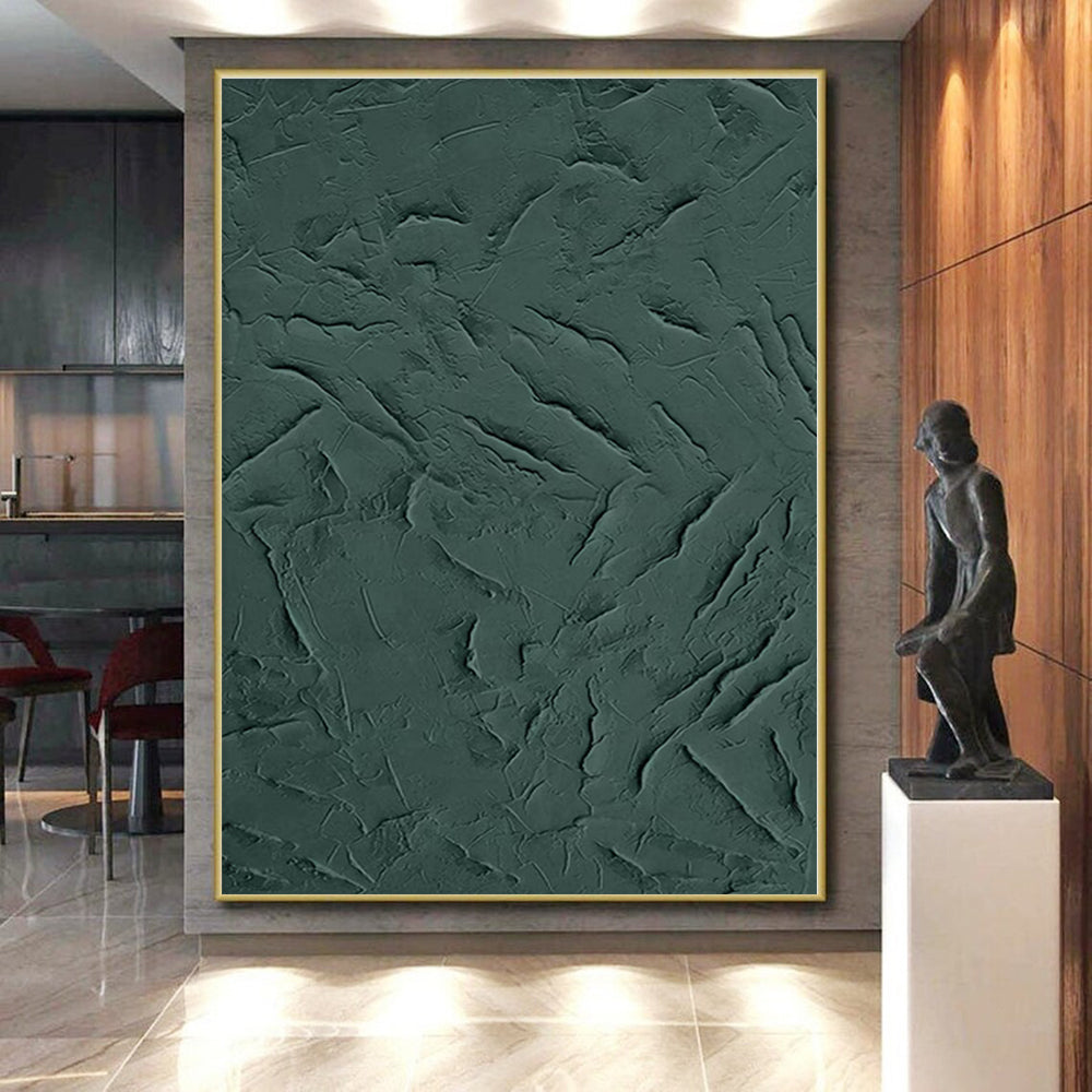 “Dark Green Textured Surface” - Textured Abstract Painting On Canvas PS0430