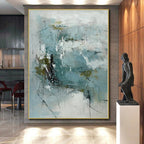 “Blue - Green Abstract Energetic Strokes” - Vivid Abstract Painting On Canvas PS0368