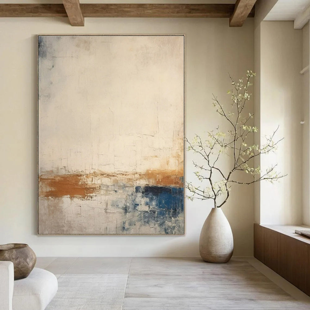 Beige, Blue, Brown, Orange with Abstract Simplicity "Simple Beauty" Abstract Painting On Canvas PS1343