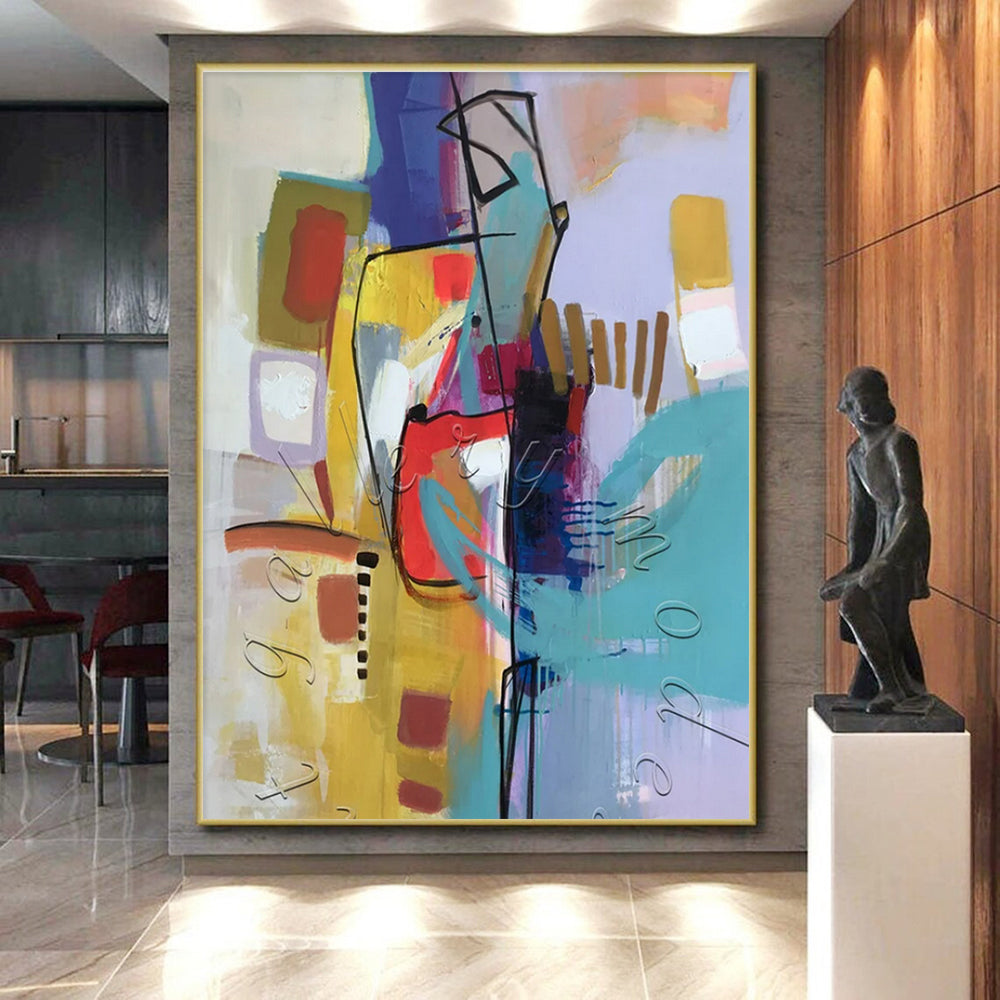 Vibrant Abstract Forms, "Color Carnival" – Abstract Expressionist Painting On Canvas PS0889